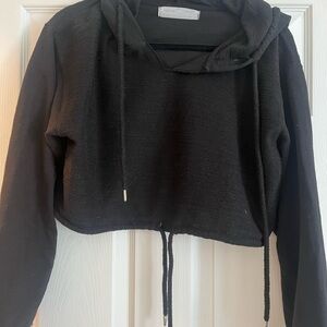 Black Cropped Hoodie